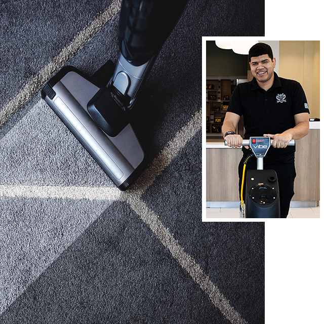 Professional floor cleaning in progress
